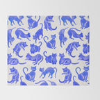 Cat Positions - Blue Palette Throw Blanket Gallery Image 2