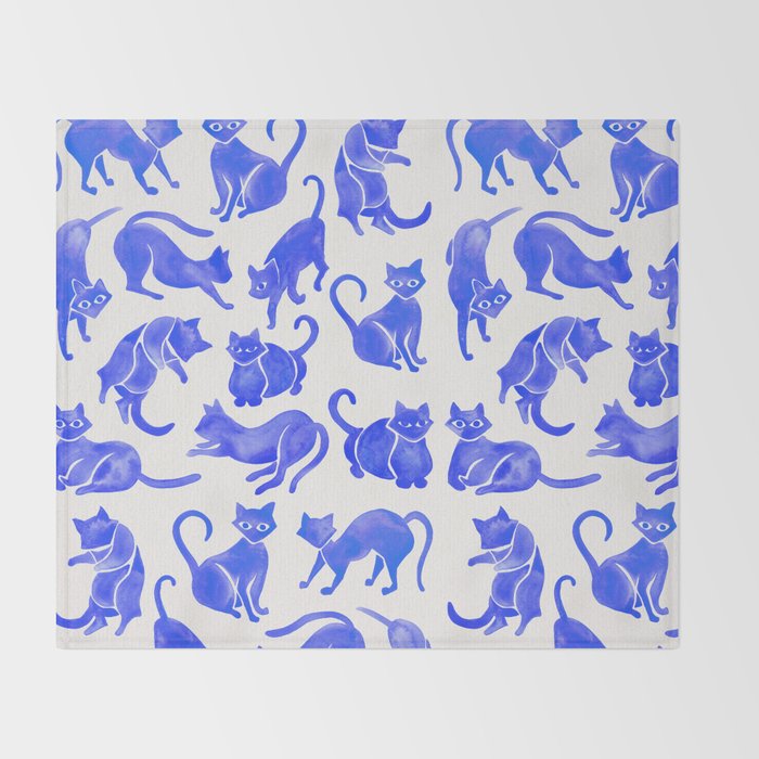 Cat Positions - Blue Palette Throw Blanket Gallery Image 2