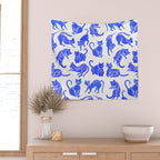 Cat Positions - Blue Palette Wall Tapestry Gallery Image 2