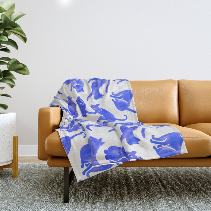 Cat Positions - Blue Palette Throw Blanket Gallery Image 1