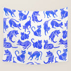 Cat Positions - Blue Palette Wall Tapestry Gallery Image 4