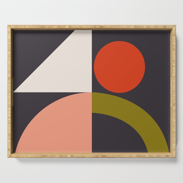 mid century bauhaus geometry square 1 Serving Tray Gallery Image 1