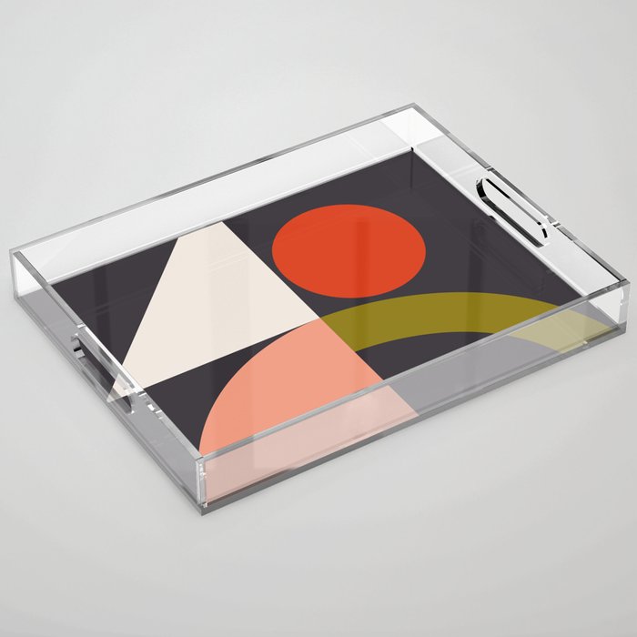 mid century bauhaus geometry square 1 Acrylic Tray Gallery Image 1