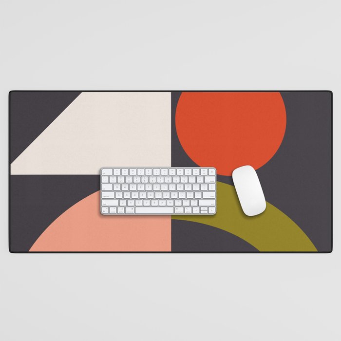 mid century bauhaus geometry square 1 Desk Mat Gallery Image 1