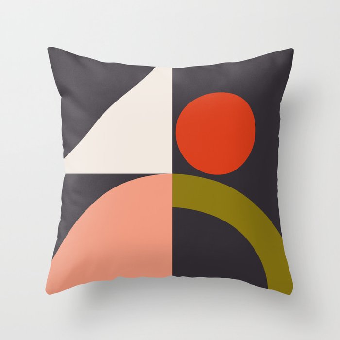 mid century bauhaus geometry square 1 Throw Pillow Gallery Image 1