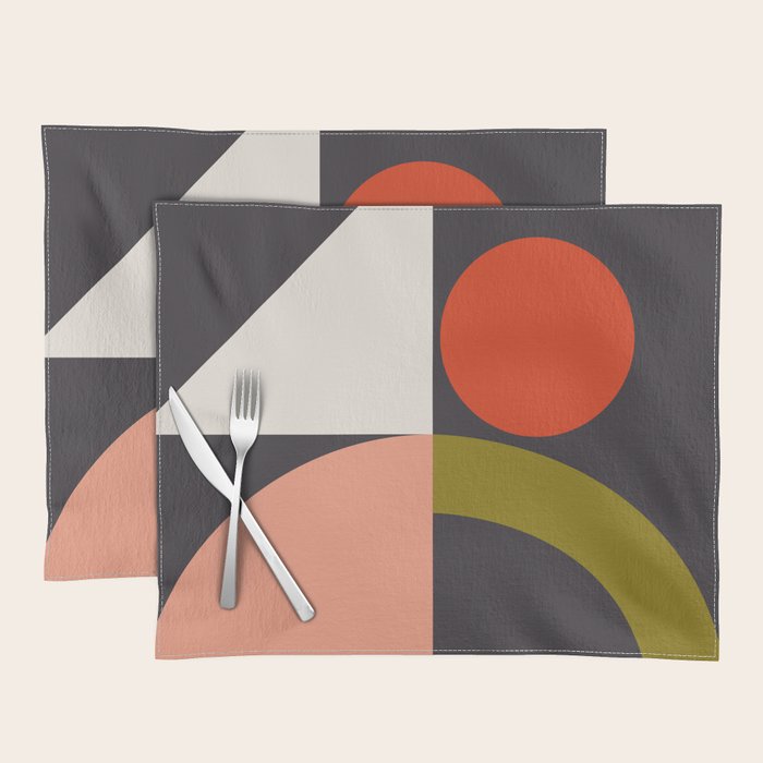 mid century bauhaus geometry square 1 Placemat Gallery Image 1