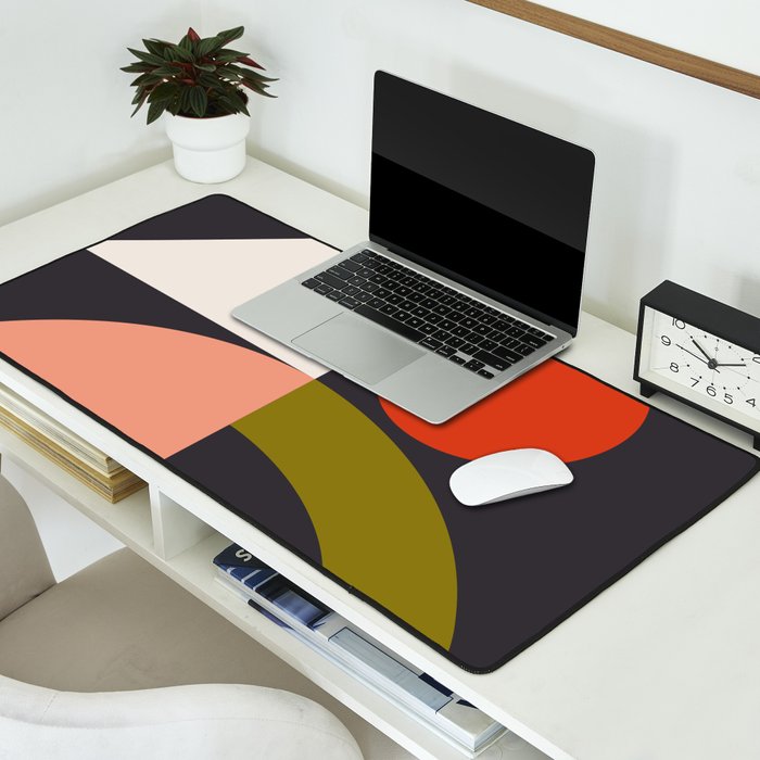 mid century bauhaus geometry square 1 Desk Mat Gallery Image 2