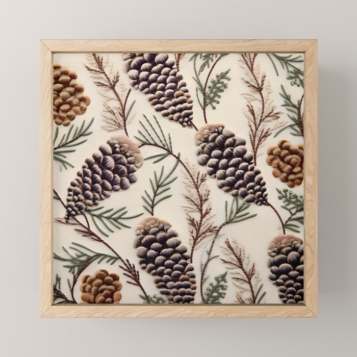 Rustic Christmas Pinecones Mini Art Print Gallery Image 1