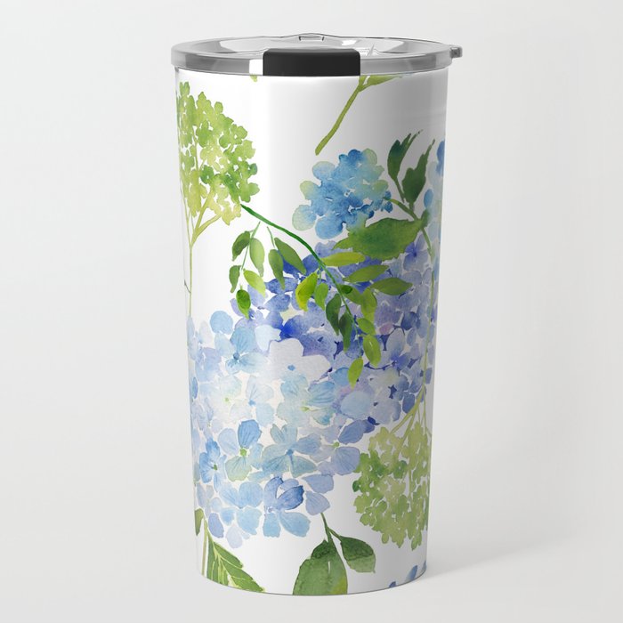 Blue Hydrangea Flowers Travel Mug Gallery Image 1