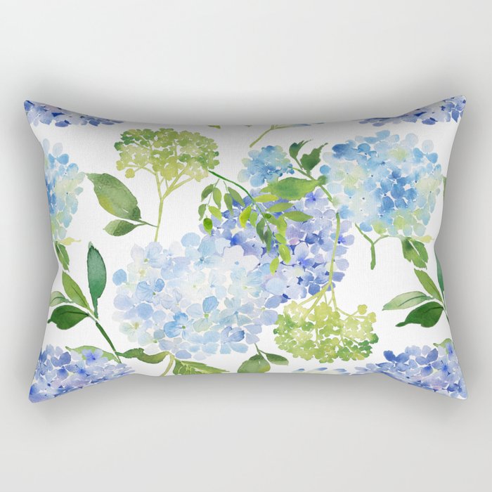 Blue Hydrangea Flowers Rectangular Pillow Gallery Image 2