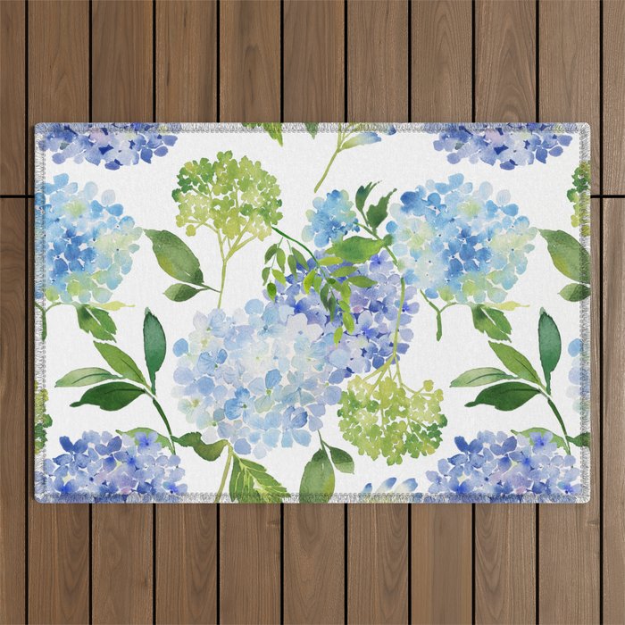Blue Hydrangea Flowers Outdoor Rug Gallery Image 1