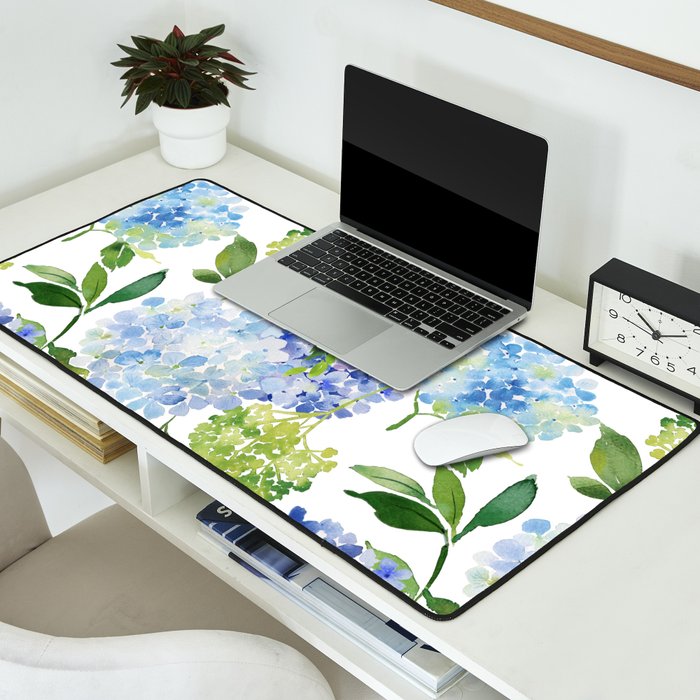 Blue Hydrangea Flowers Desk Mat Gallery Image 2