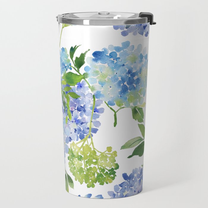 Blue Hydrangea Flowers Travel Mug Gallery Image 2