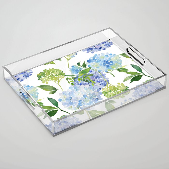 Blue Hydrangea Flowers Acrylic Tray Gallery Image 1
