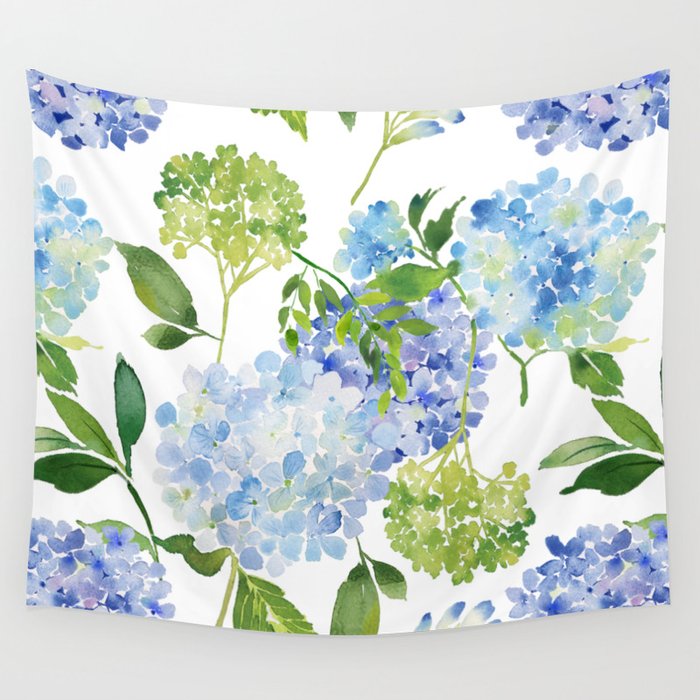 Blue Hydrangea Flowers Wall Tapestry Gallery Image 4