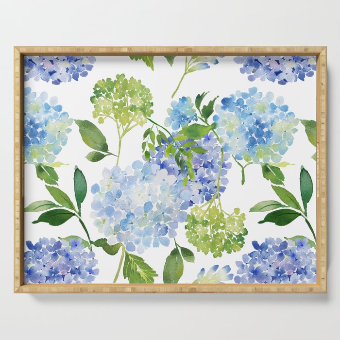 Blue Hydrangea Flowers Serving Tray Gallery Image 1