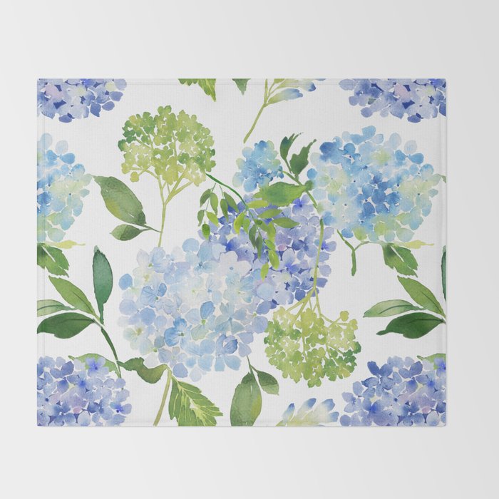 Blue Hydrangea Flowers Throw Blanket Gallery Image 2
