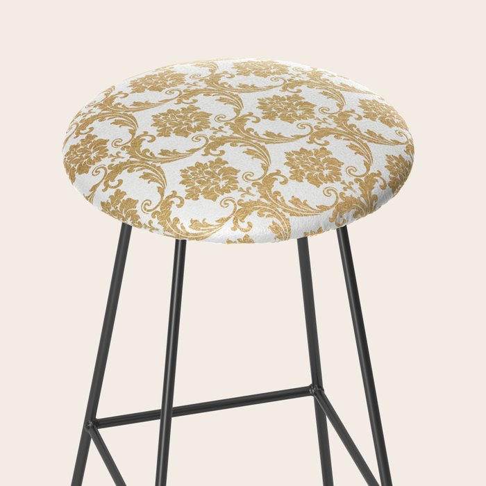 Gold swirls damask #4 Stool Gallery Image 2