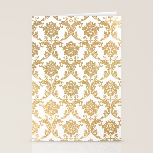 Gold swirls damask #4 Stationery Card Gallery Image 1