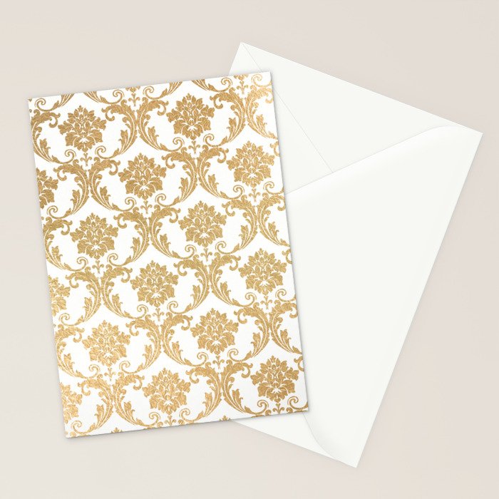 Gold swirls damask #4 Stationery Card Gallery Image 2