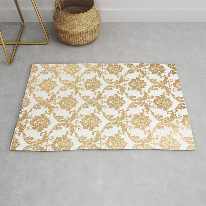 Gold swirls damask #4 Rug Gallery Image 1