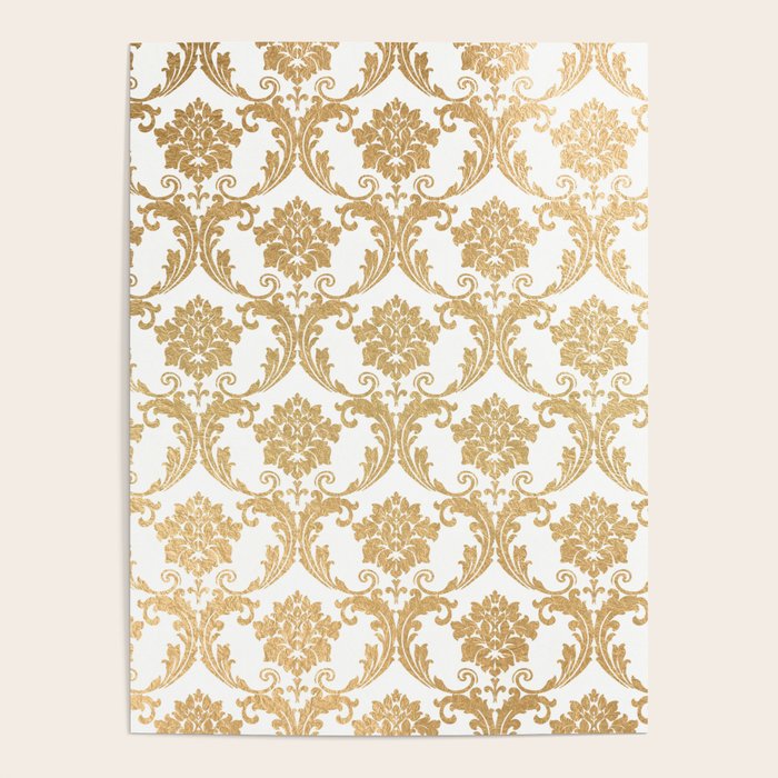 Gold swirls damask #4 Poster Gallery Image 1
