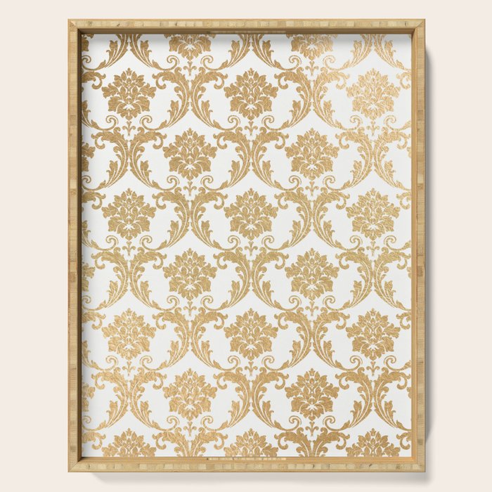 Gold swirls damask #4 Serving Tray Gallery Image 1