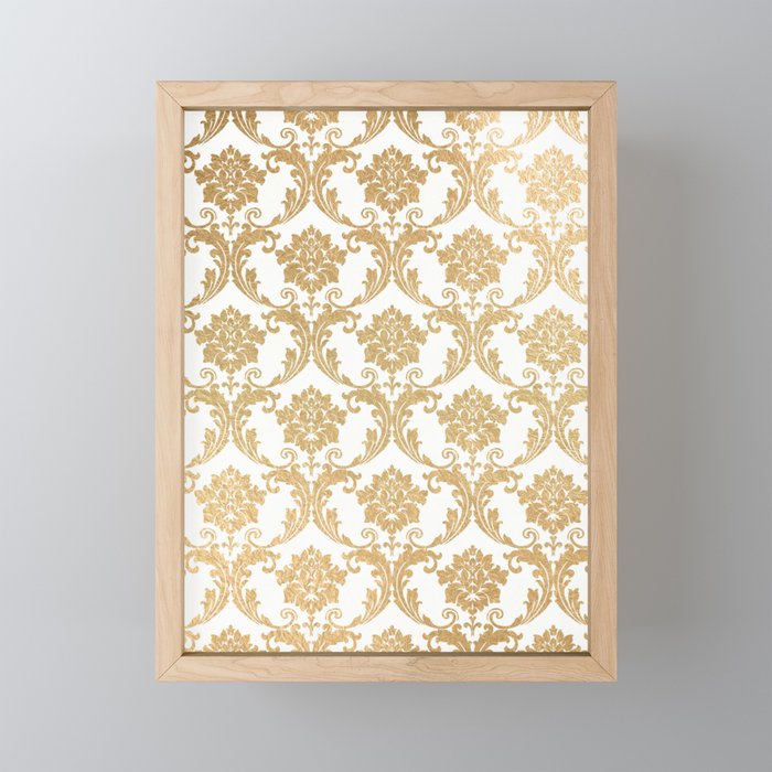 Gold swirls damask #4 Mini Art Print Gallery Image 1