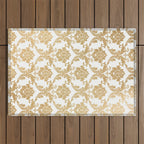 Gold swirls damask #4 Outdoor Rug Gallery Image 1