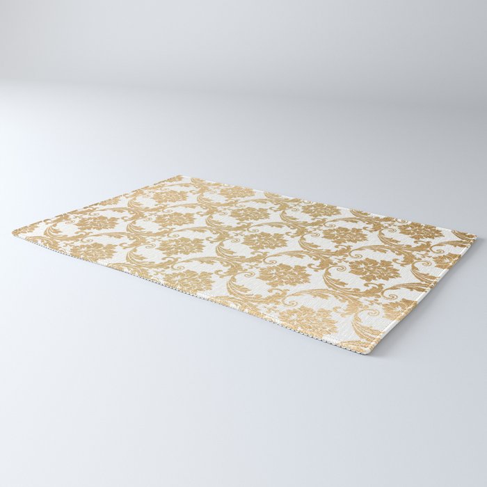 Gold swirls damask #4 Rug Gallery Image 3