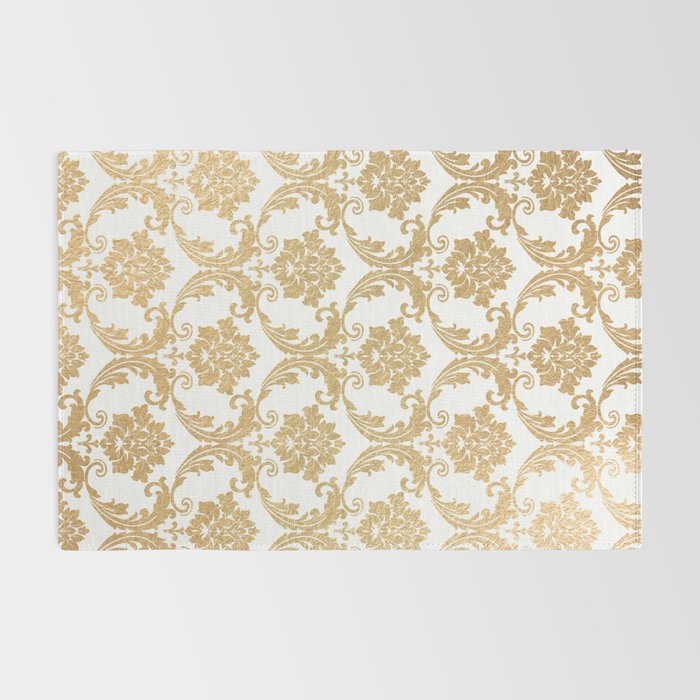 Gold swirls damask #4 Rug Gallery Image 2