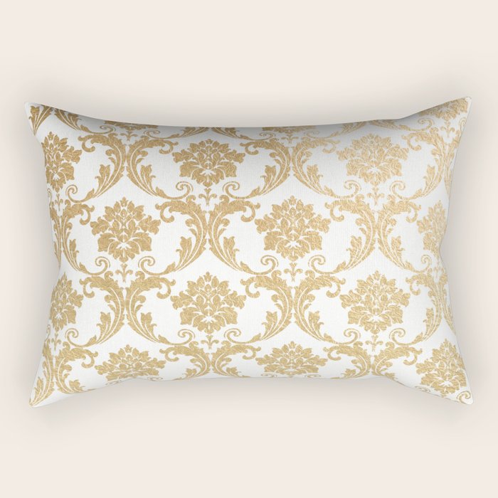 Gold swirls damask #4 Rectangular Pillow Gallery Image 2