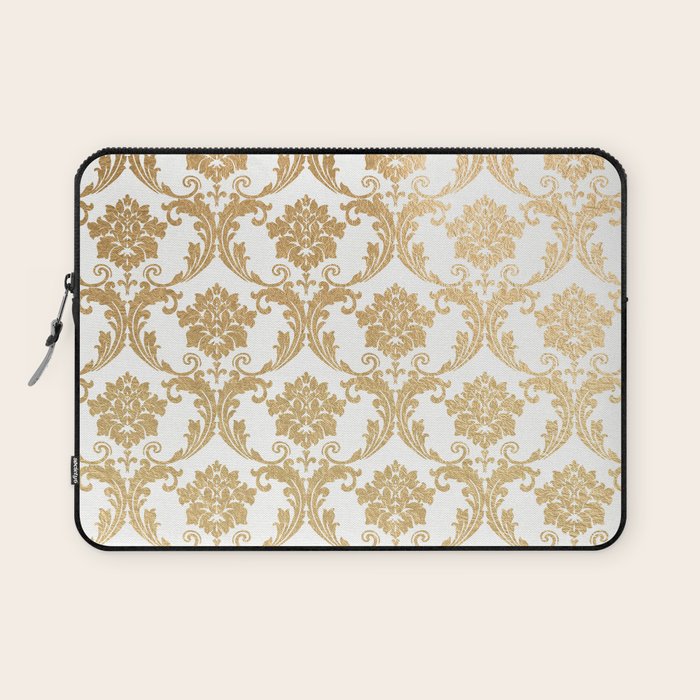 Gold swirls damask #4 Laptop Sleeve Gallery Image 1