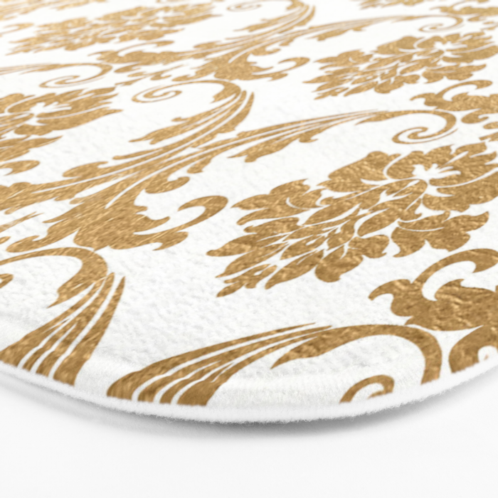 Gold swirls damask #4 Bath Mat Gallery Image 3