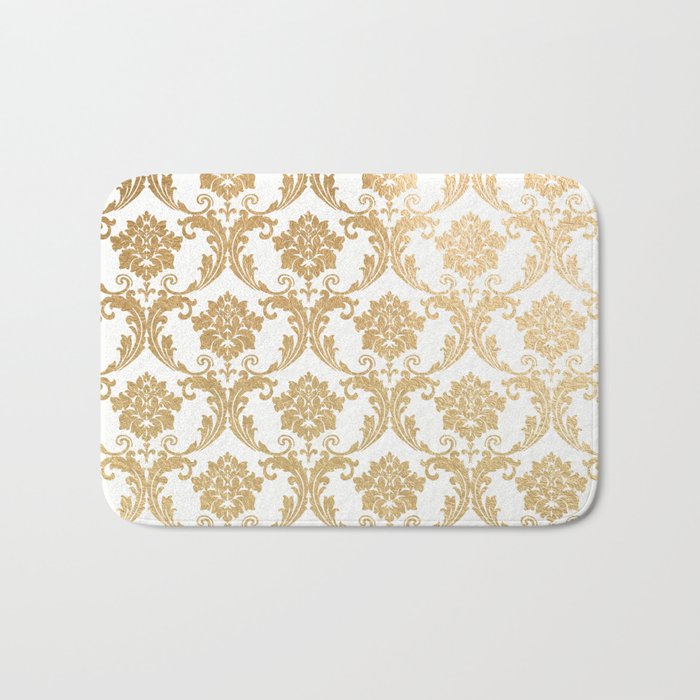 Gold swirls damask #4 Bath Mat Gallery Image 1