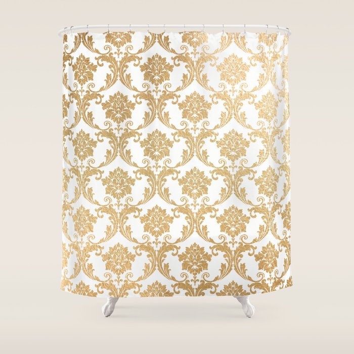 Gold swirls damask #4 Shower Curtain Gallery Image 1