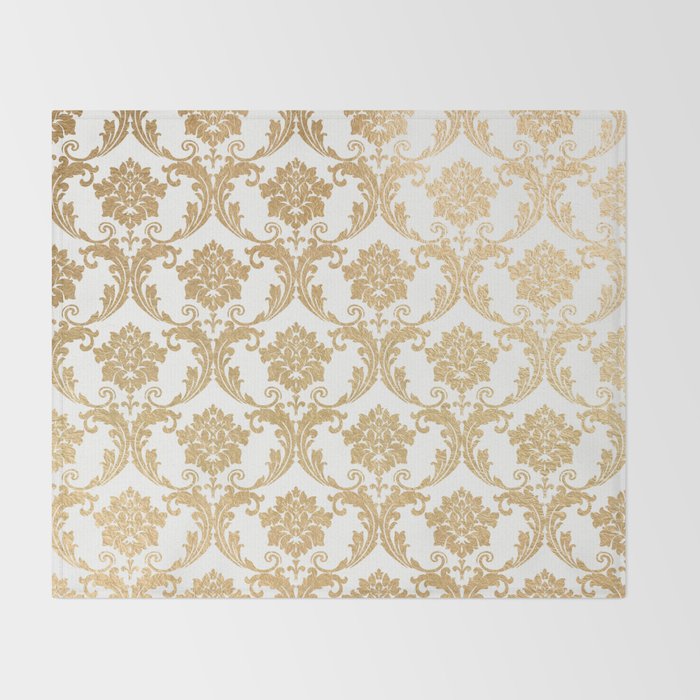 Gold swirls damask #4 Throw Blanket Gallery Image 2