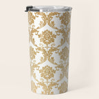 Gold swirls damask #4 Travel Mug Gallery Image 3