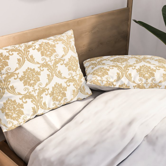 Gold swirls damask #4 Pillow Sham Gallery Image 2