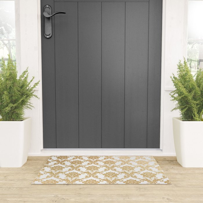 Gold swirls damask #4 Welcome Mat Gallery Image 3