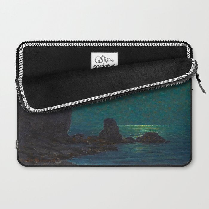 Granville Redmond Catalina Island Coast Under a Moonlit Sky Oil Painting Vintage American Art Laptop Sleeve Gallery Image 2