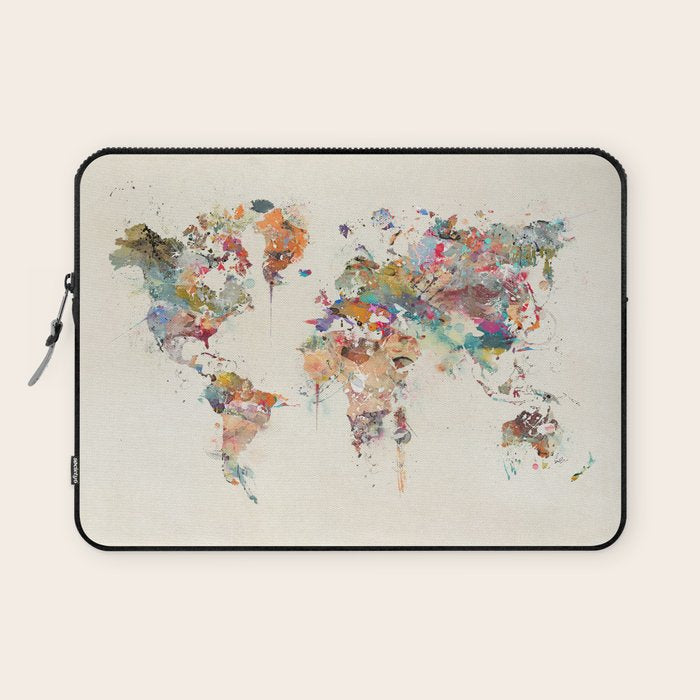 world map watercolor Laptop Sleeve Gallery Image 1