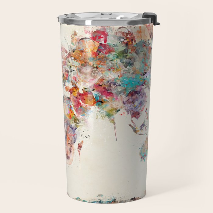 world map watercolor deux Travel Mug Gallery Image 2