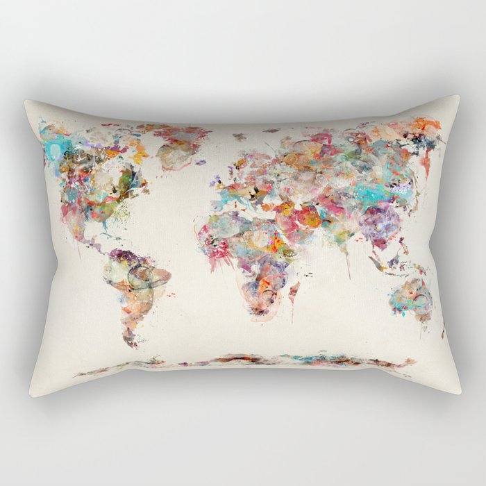 world map watercolor deux Rectangular Pillow Gallery Image 2
