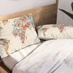 world map watercolor deux Pillow Sham Gallery Image 2
