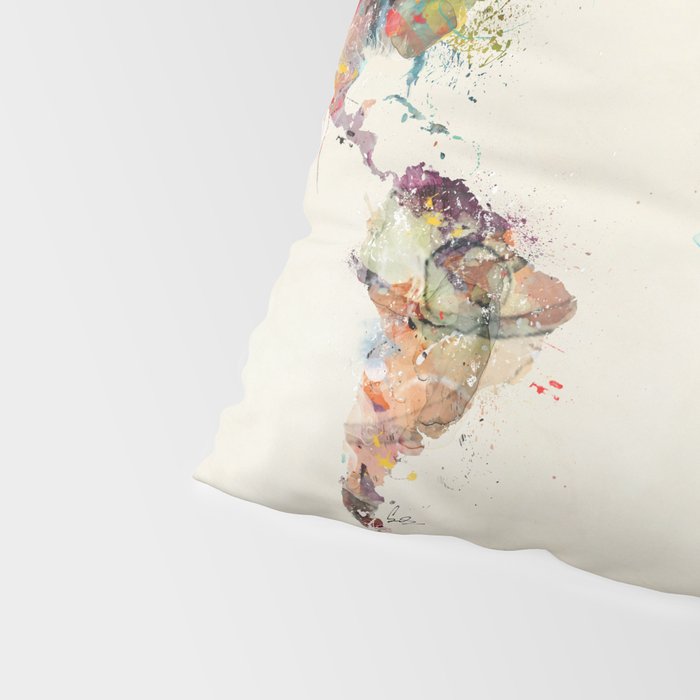 world map watercolor deux Pillow Sham Gallery Image 4