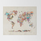 world map watercolor deux Throw Blanket Gallery Image 2