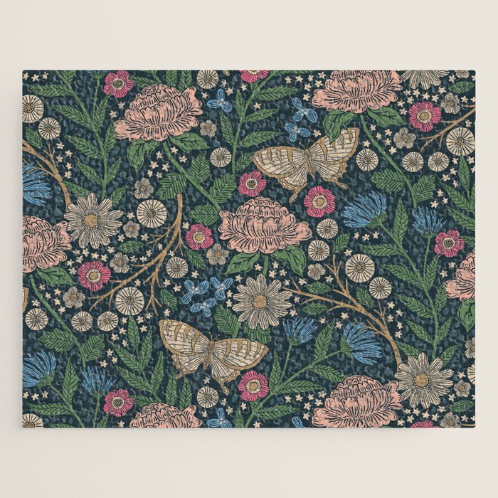 Heritage Wildflower Garden on Dark Blue Jigsaw Puzzle Gallery Image 1