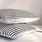 Ultra Fine Stripes Vertical Minimalist Pattern in Black and Almond Cream Pillow Sham Gallery Image 3
