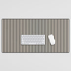 Ultra Fine Stripes Vertical Minimalist Pattern in Black and Almond Cream Desk Mat Gallery Image 1